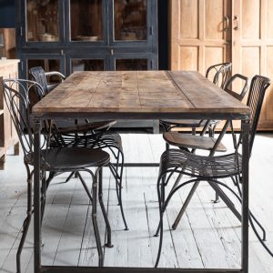 DINING TABLE foldable reclaimed wood and iron 150 cm