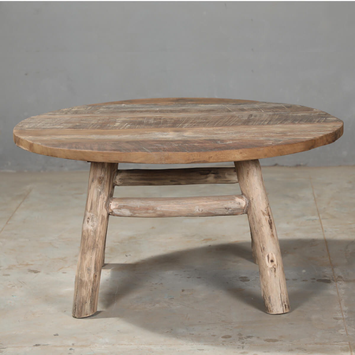 ROUND soifa table in reclaimed wood  90 cm - Image 3