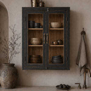 wall cabinet for kitchen or bathroom in black