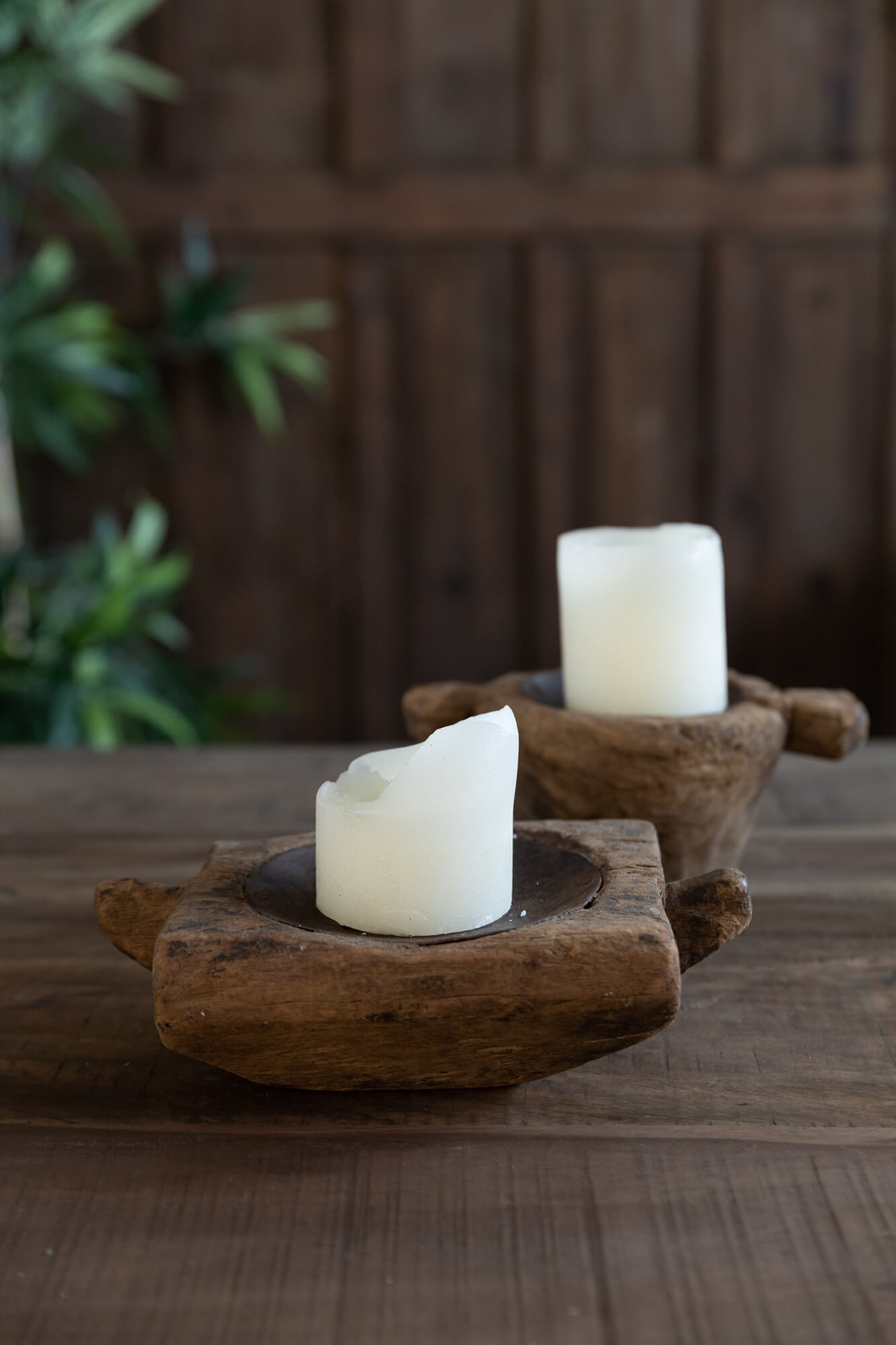 HANDLE vintage wooden candleholder