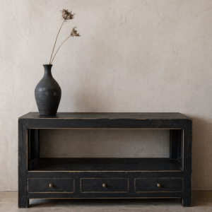 tv bench i black, reclaimed wood