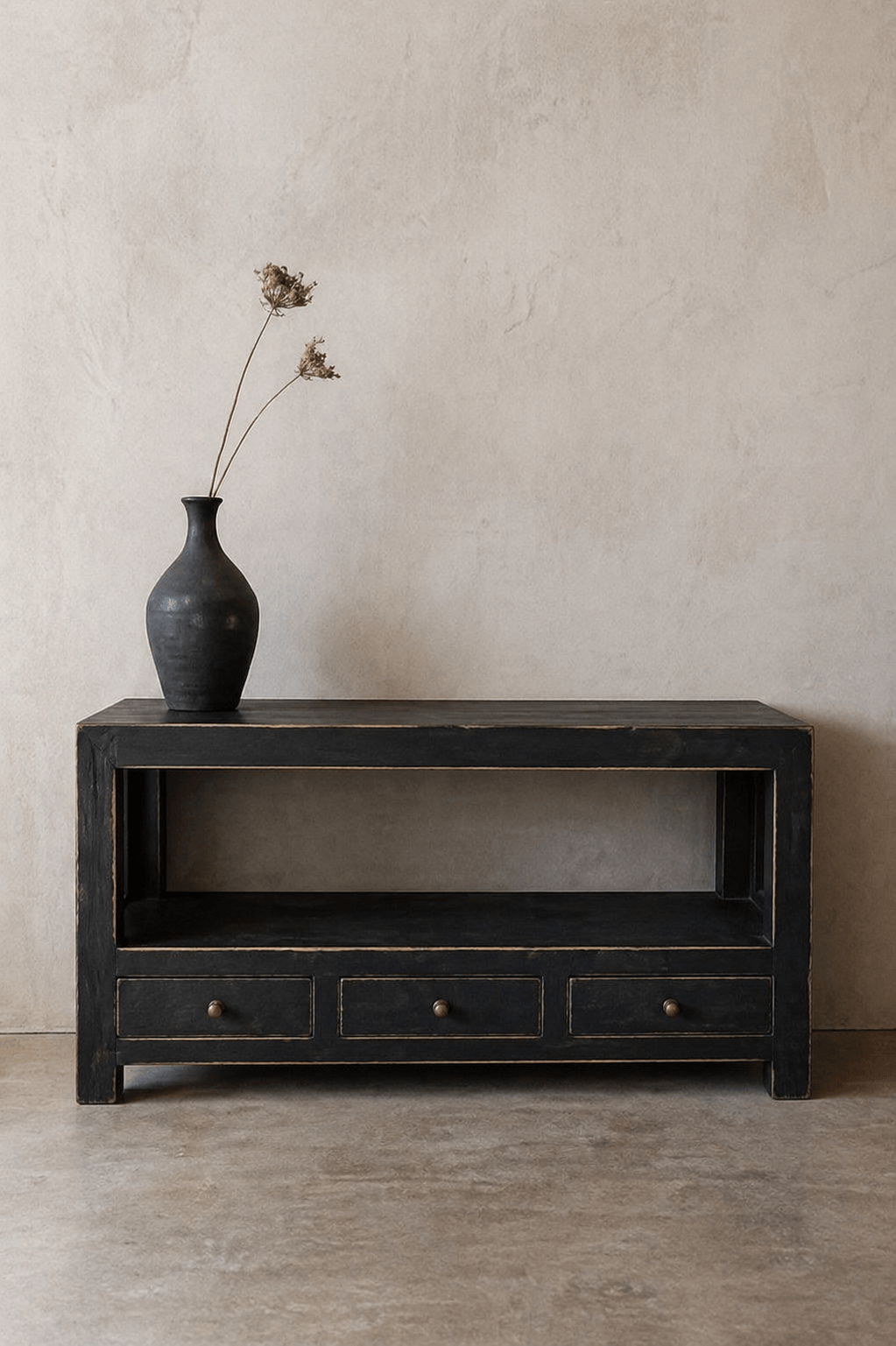 tv bench i black, reclaimed wood