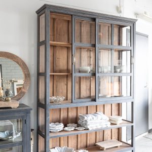 MAR cabinet in reclaimed teak in black 220 cm