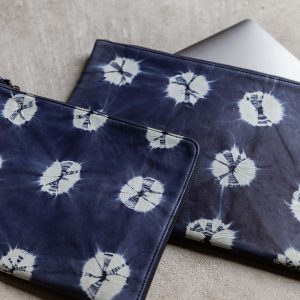 TIE DYE leather laptop case blue 13 inch