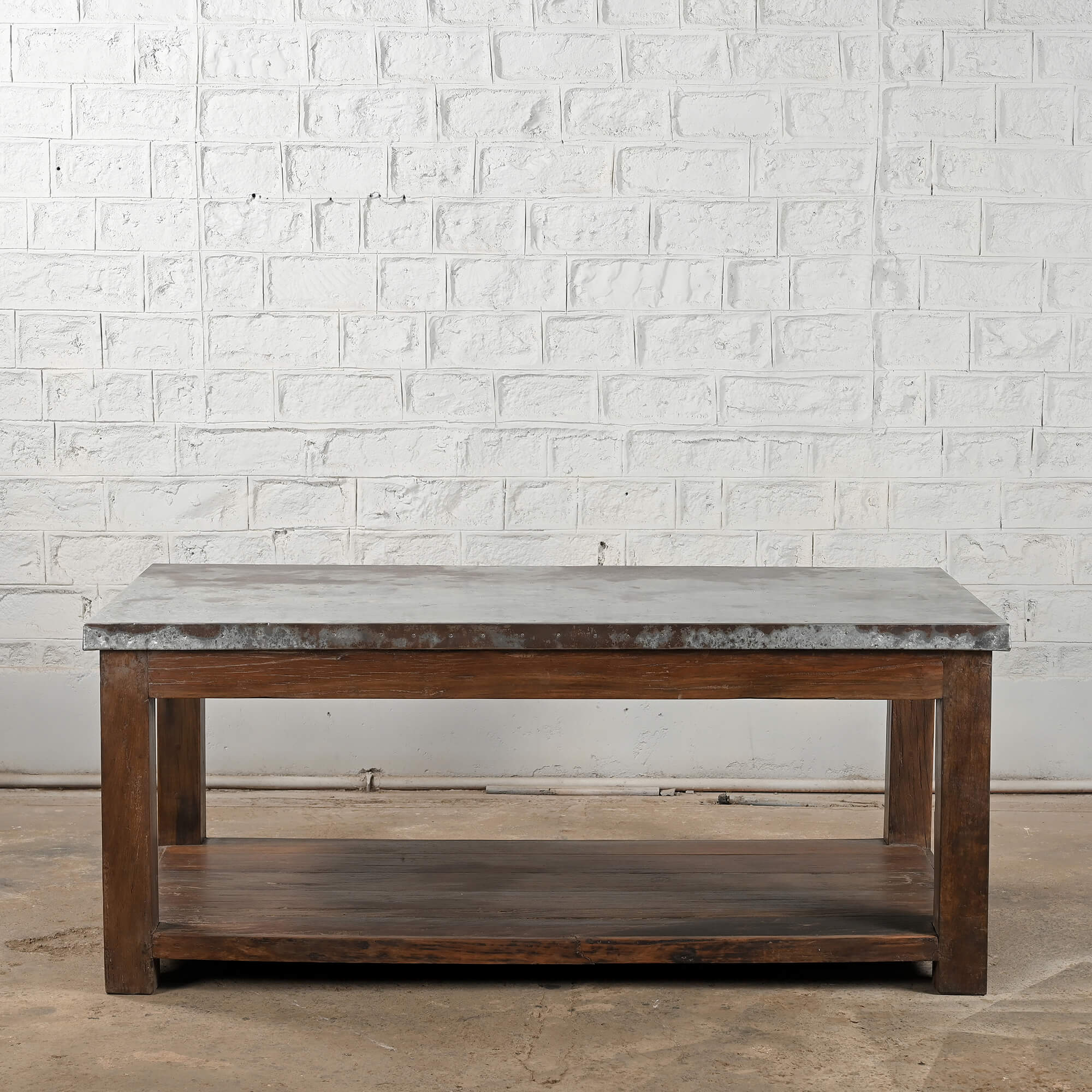 WOODEN KITCHEN ISLAND vintage with irontop - Image 2