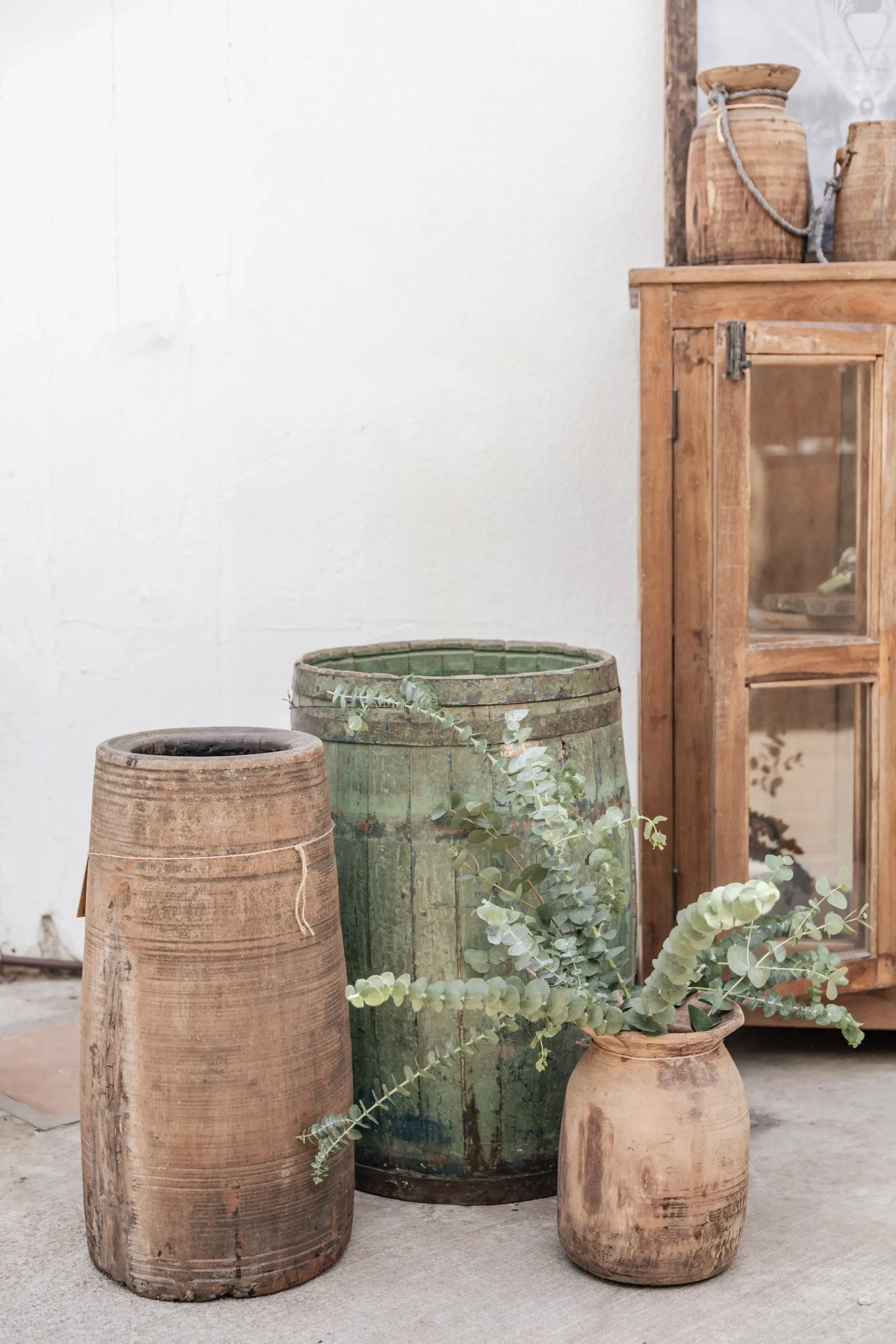 PLANTER vintage green wood planter 60 cm - Image 3