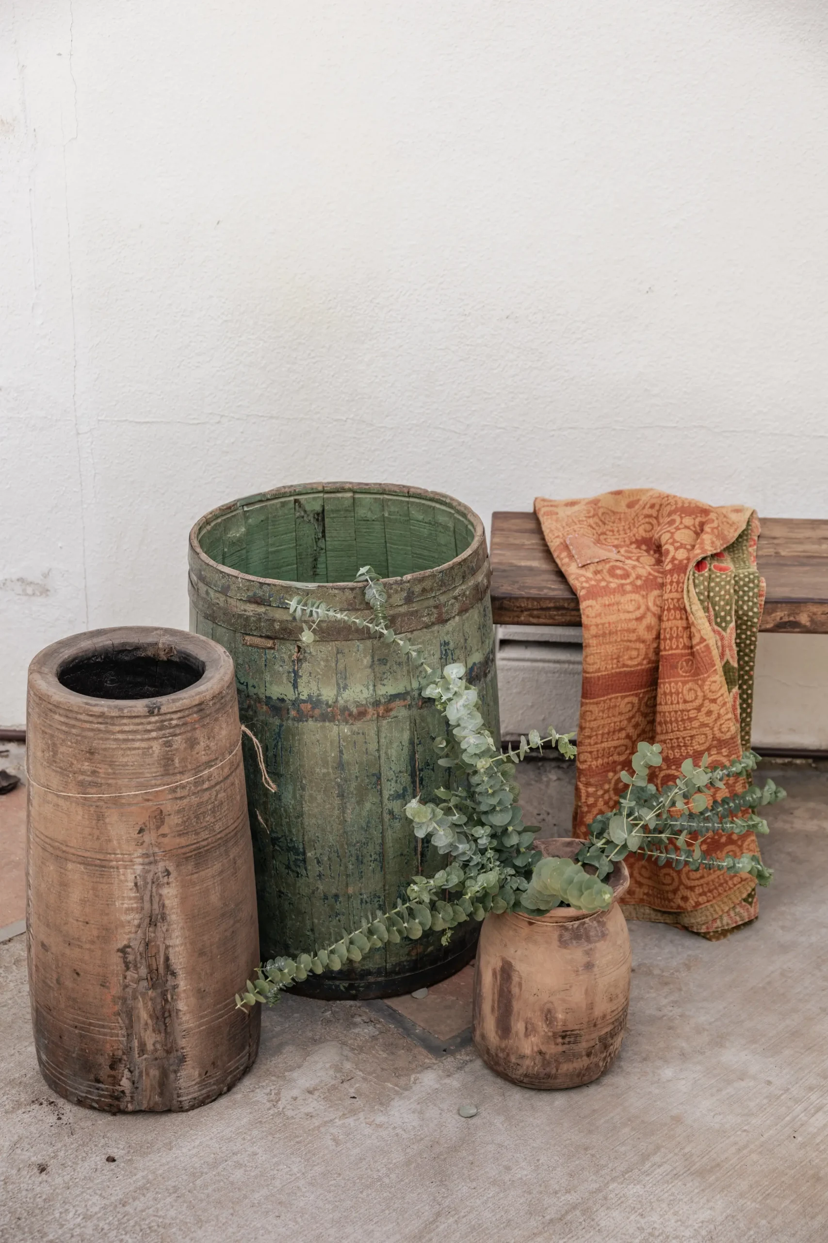 PLANTER vintage green wood planter 60 cm - Image 2