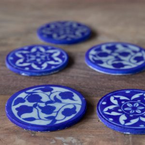 Blue pottery coaster