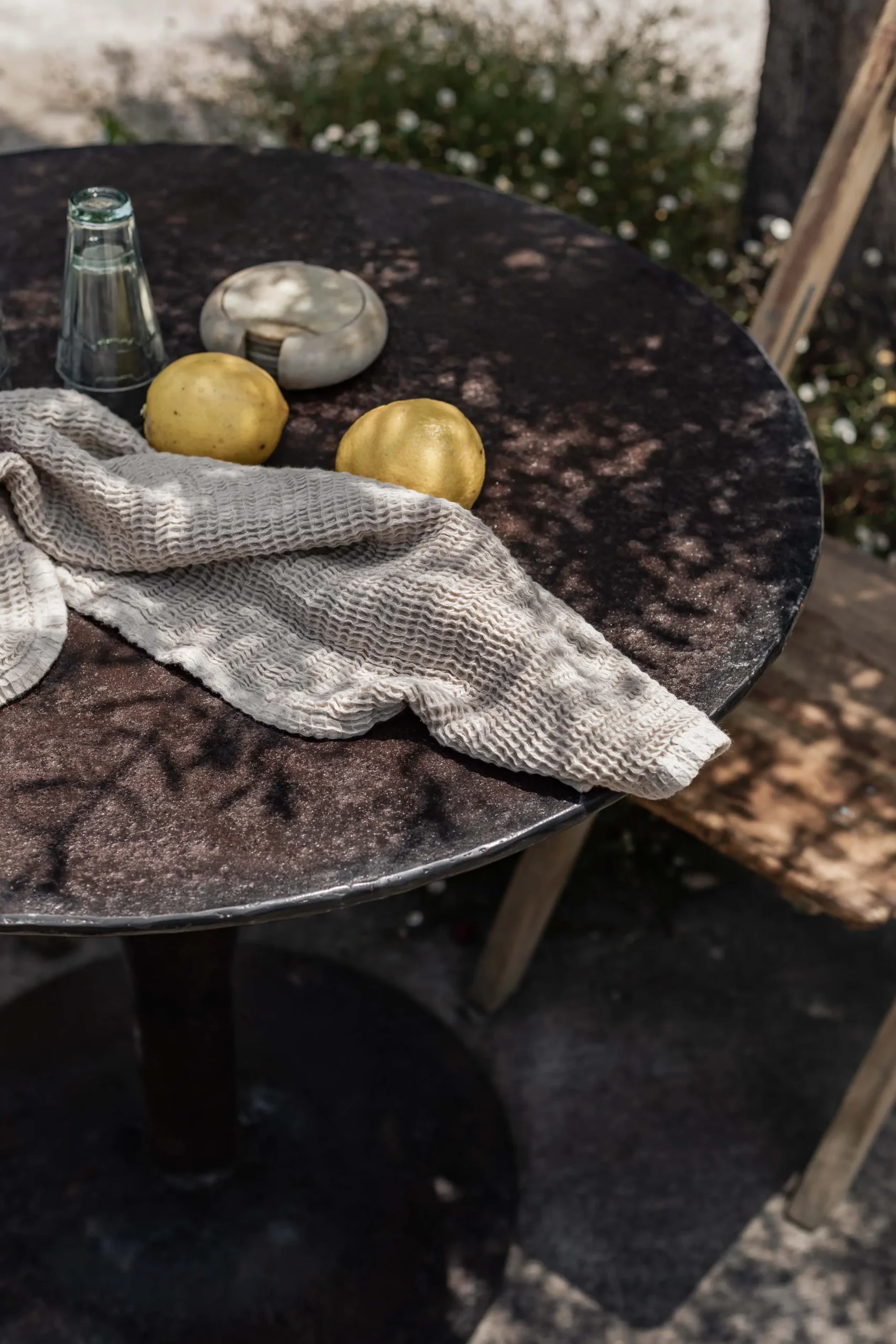 Iron bar table in reclaimed iron