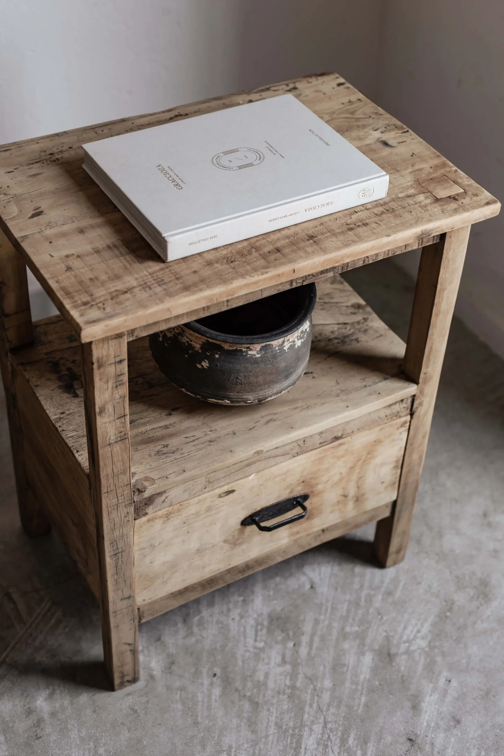 Bedside cabinet in reclaimed wood CAMA - Image 2