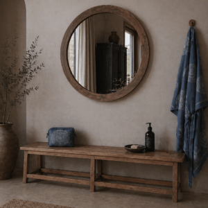 long vintage teak bench