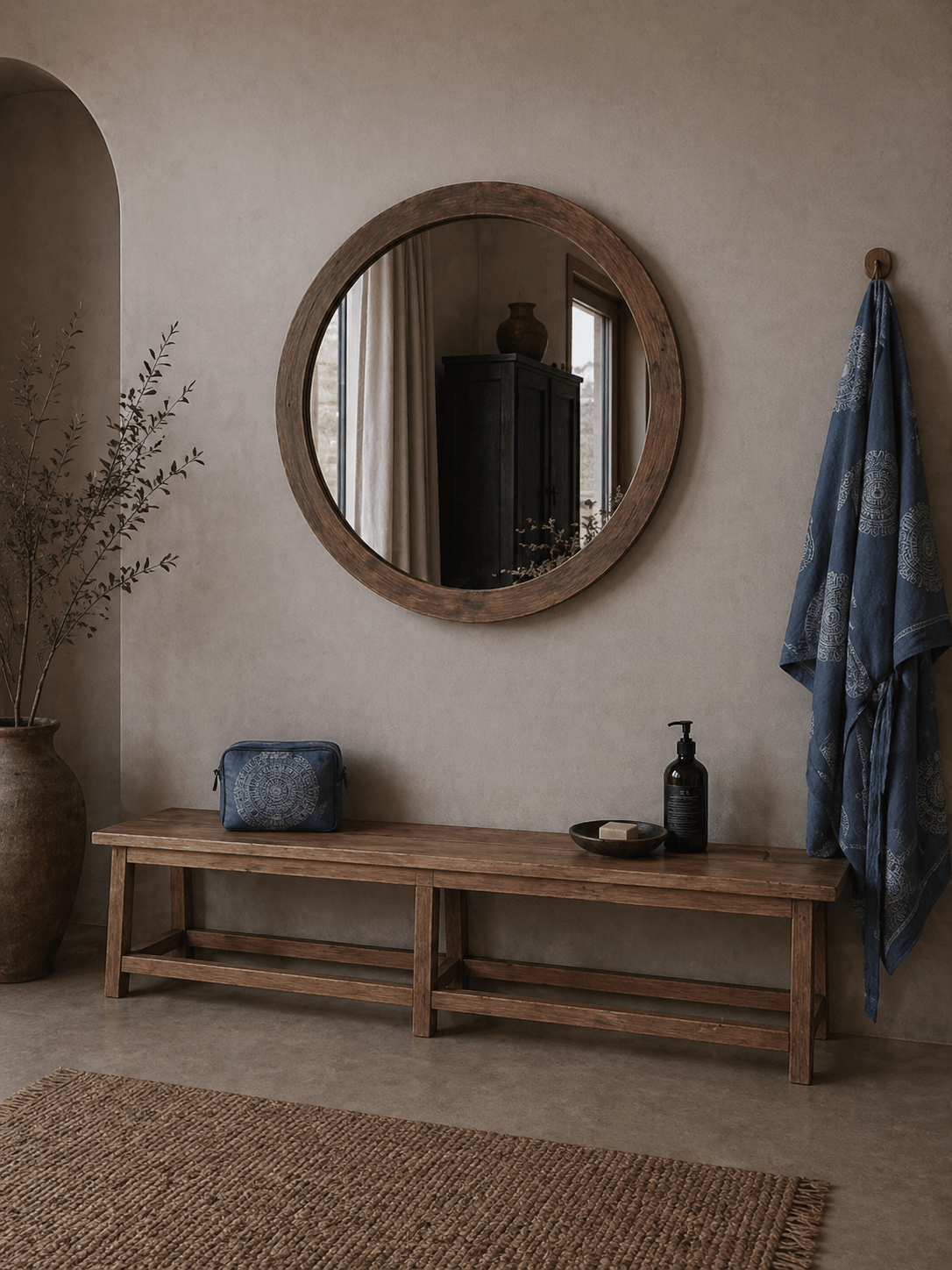 long vintage teak bench