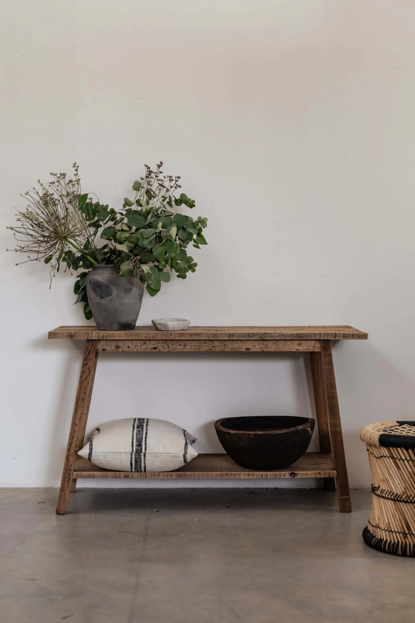 Console table in reclaimed wood