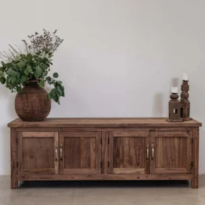 TIA TV bench in reclaimed teak in natural 160 cm