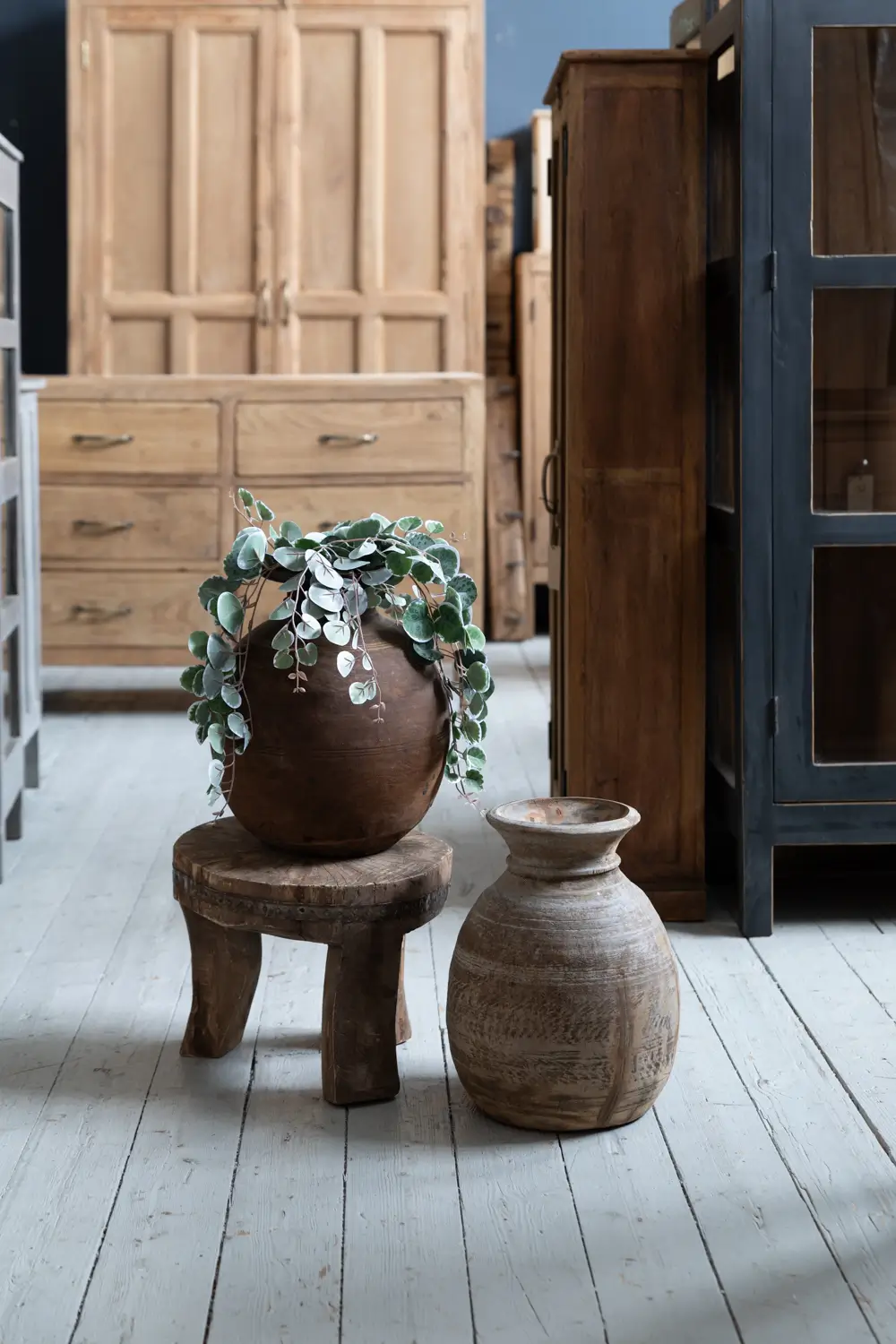 Flowerpot in vintage wood KULI