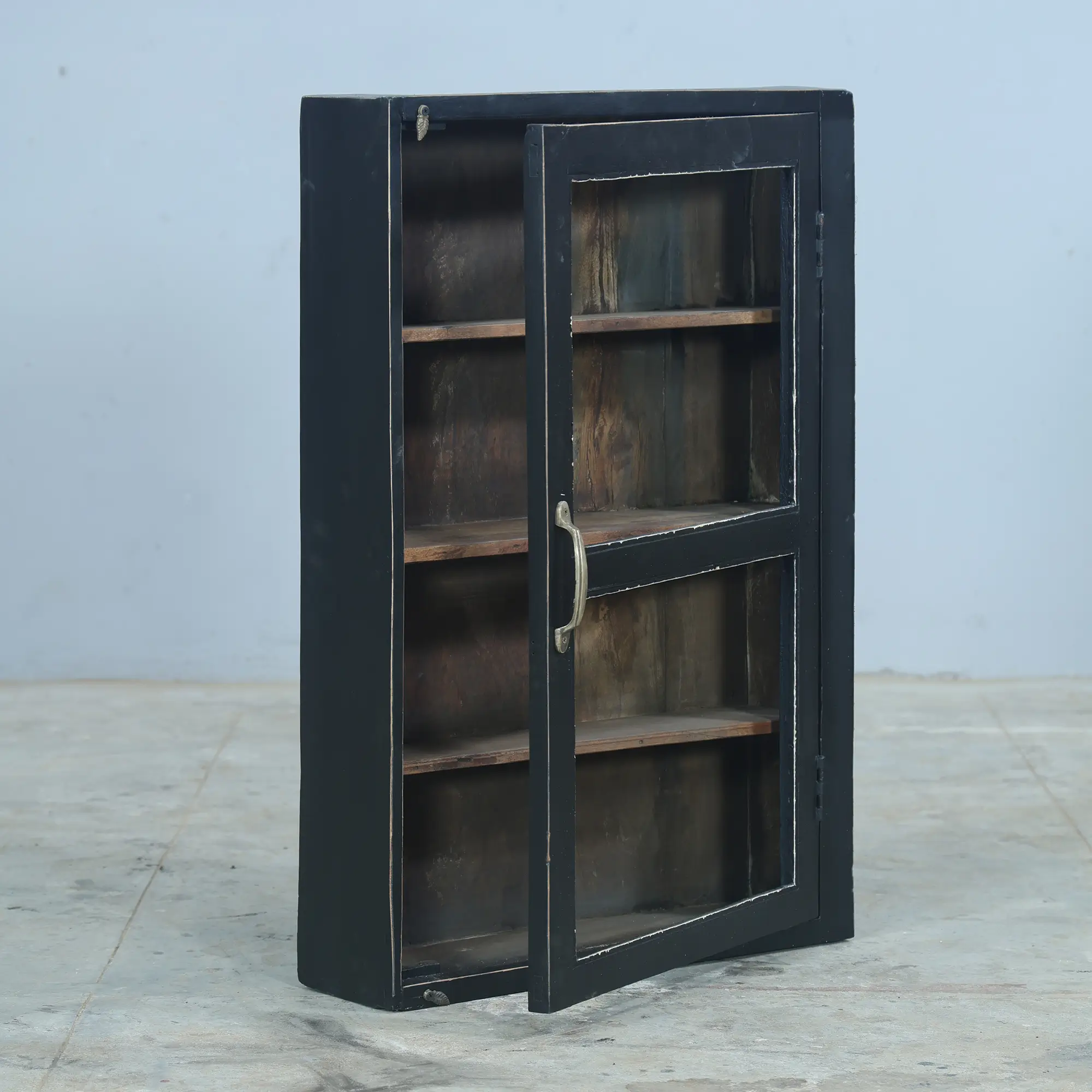 Black wall cabinet in vintage teak SIENA - Image 2