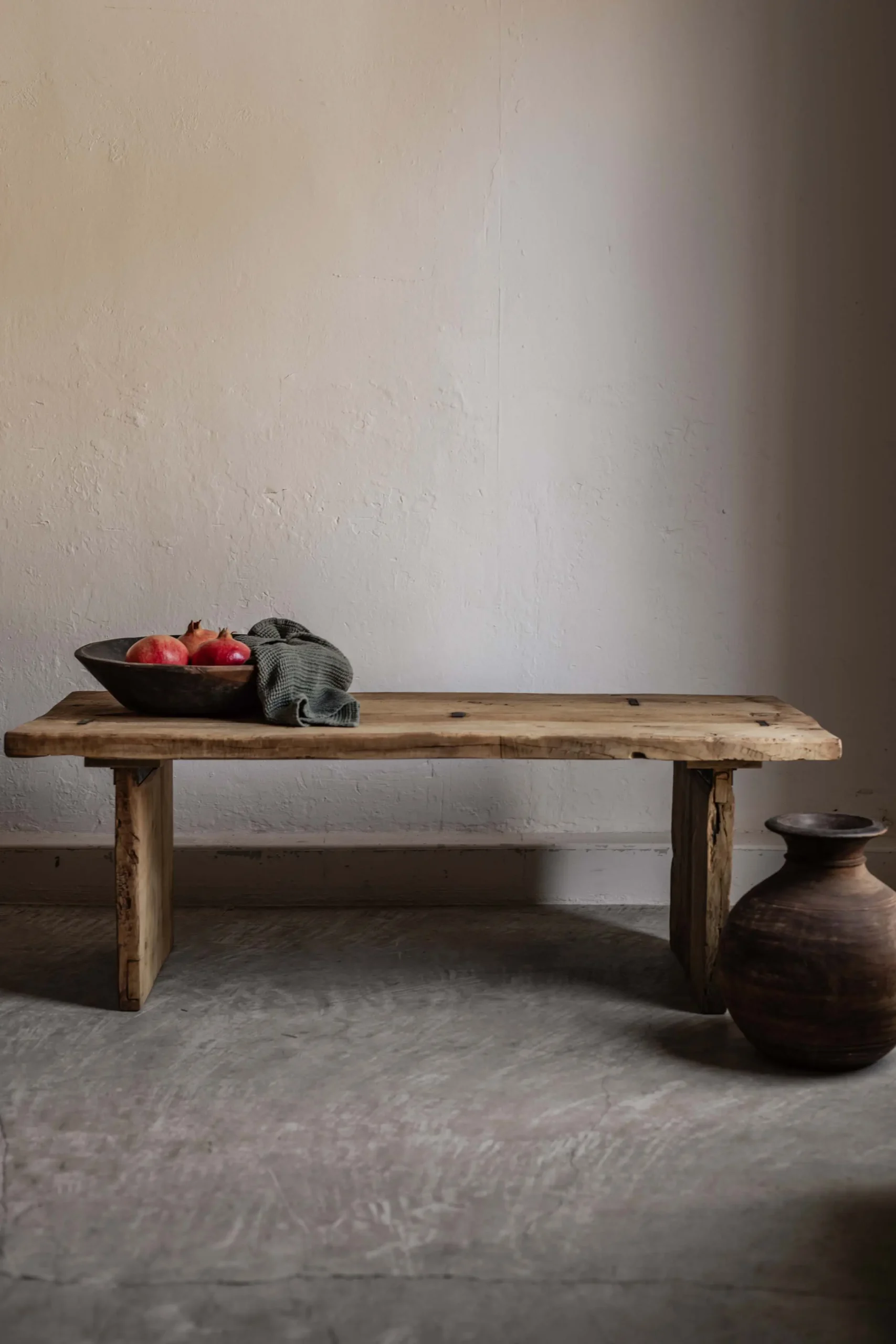 Wooden sofa table in reclaimed wood