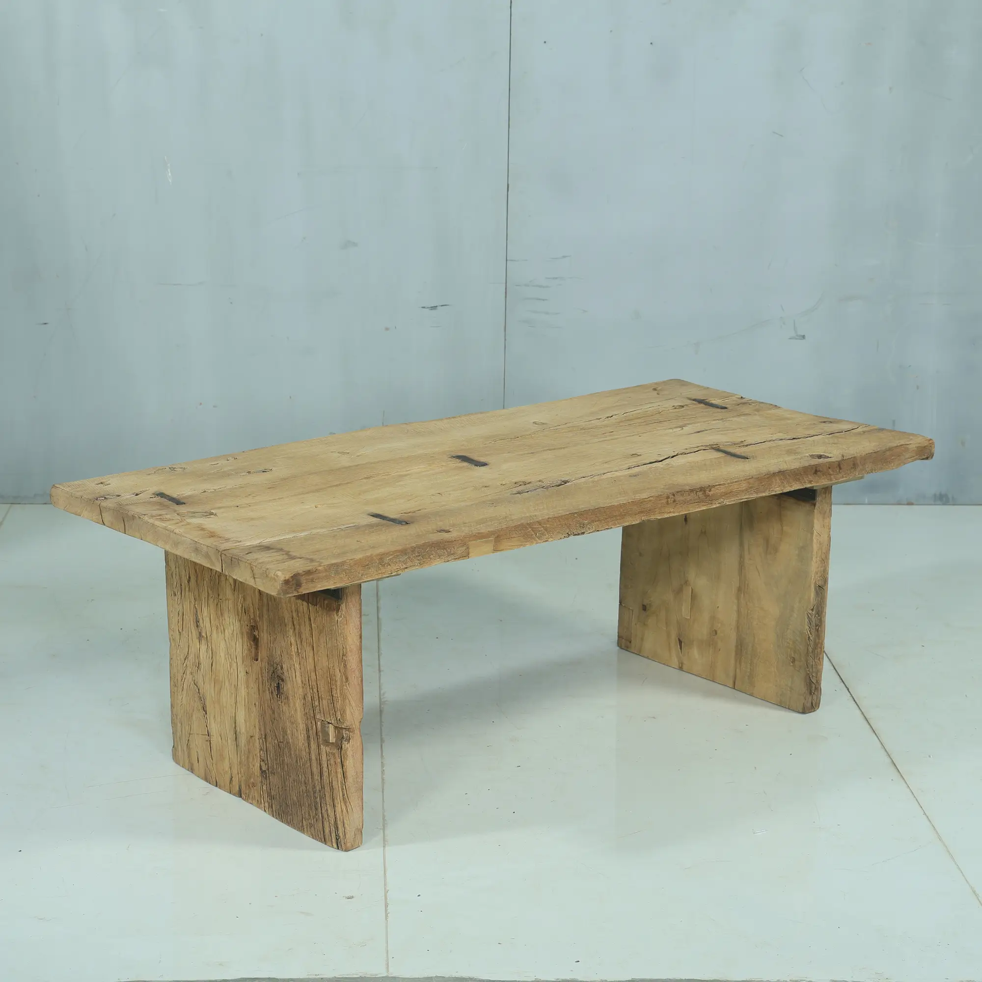 Wooden sofa table in reclaimed wood ELVA - Image 2