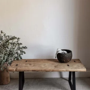 Wooden sofa table in reclaimed wood 122 cm