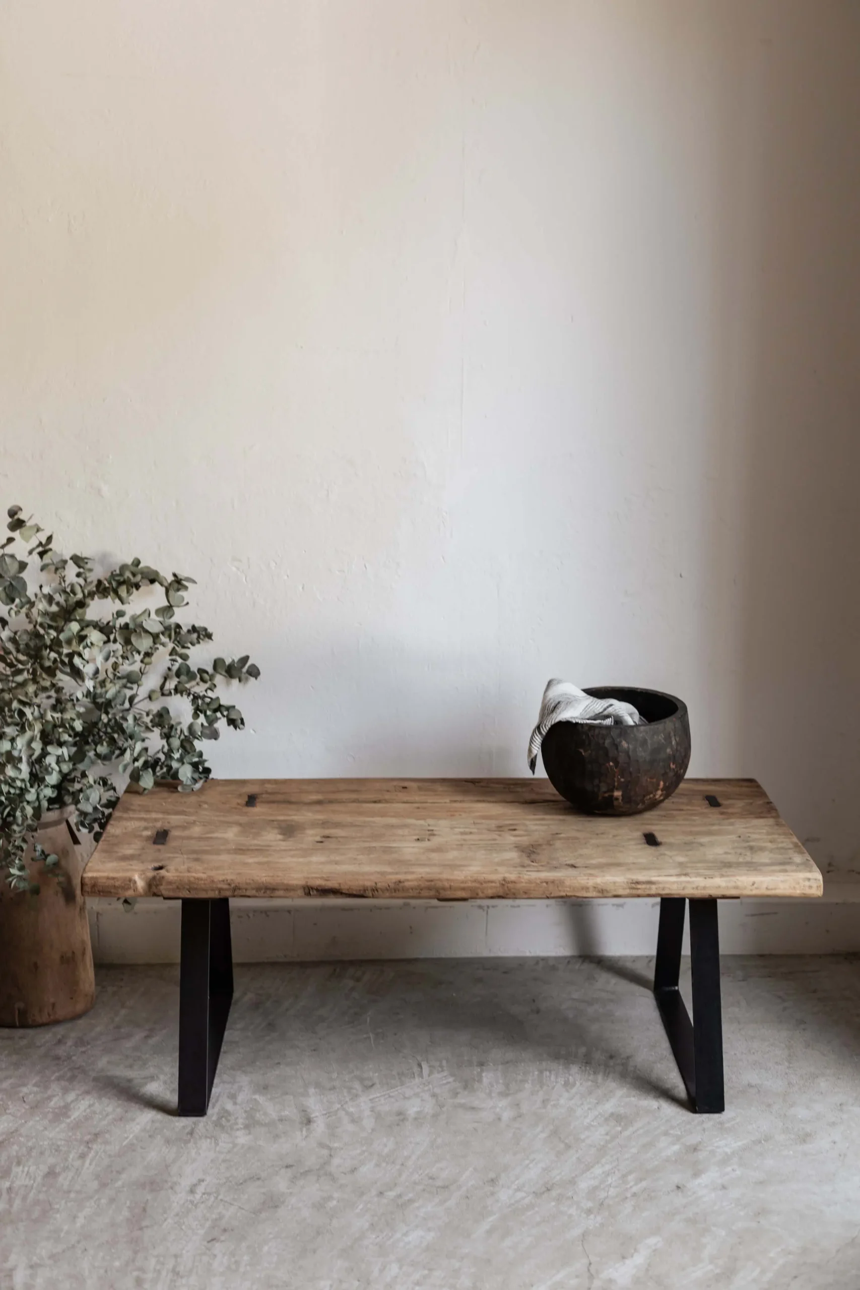 Wooden sofa table in reclaimed wood 122 cm