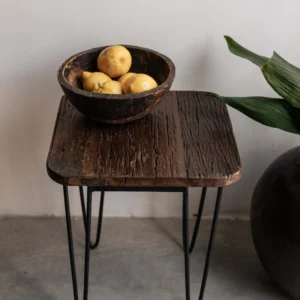 Wooden sofa table in reclaimed wood 122 cm