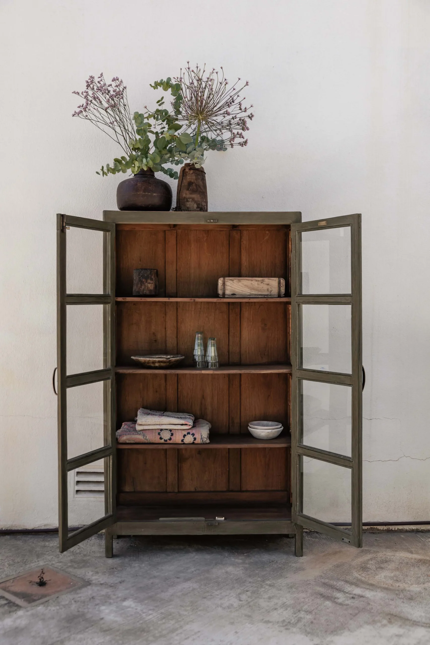 AKSU vintage teak cabinet in olive