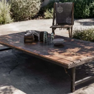 VINTAGE sofa table with iron legs 183 cm