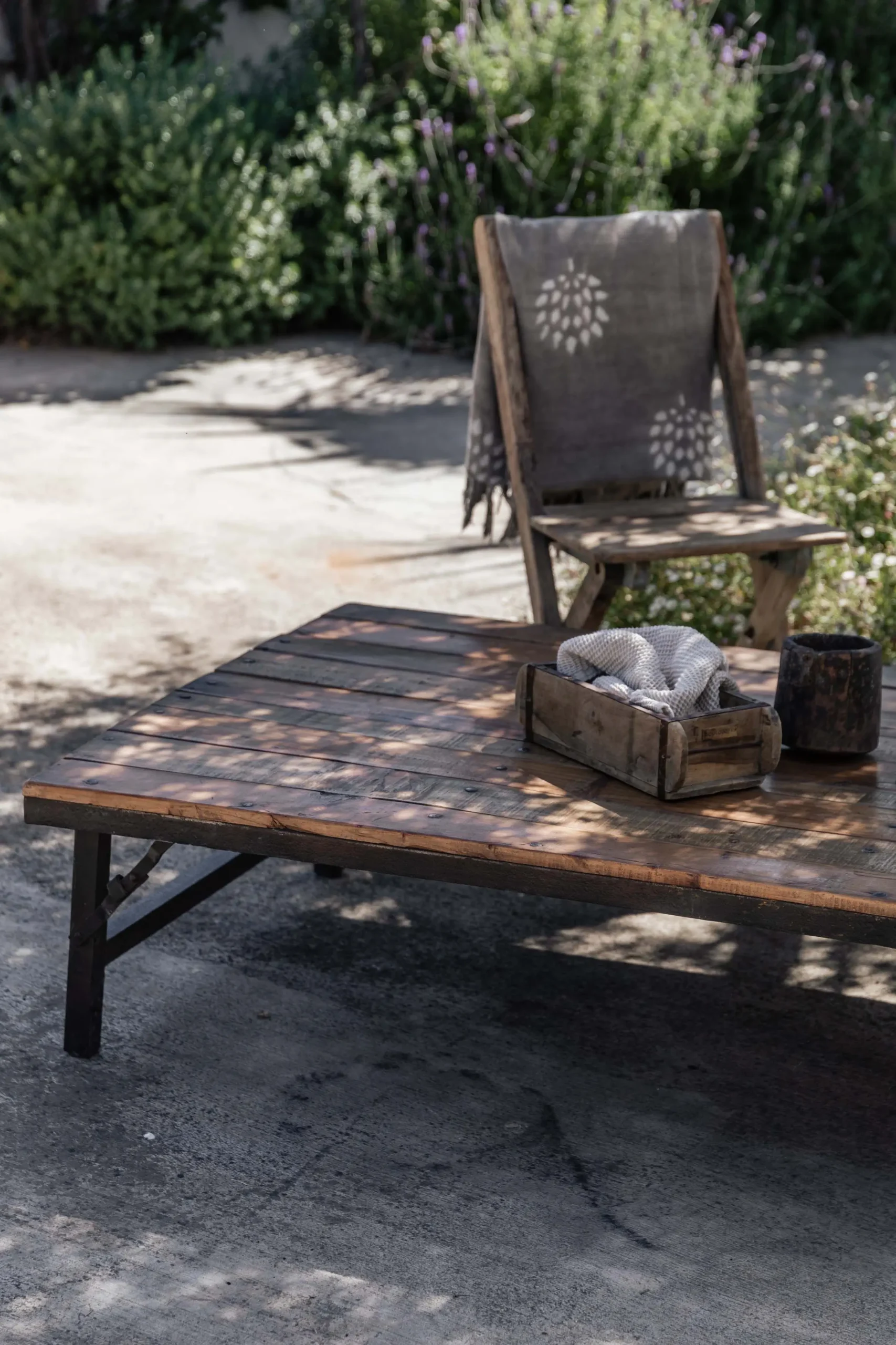 VINTAGE sofa table with iron legs 183 cm - Image 2