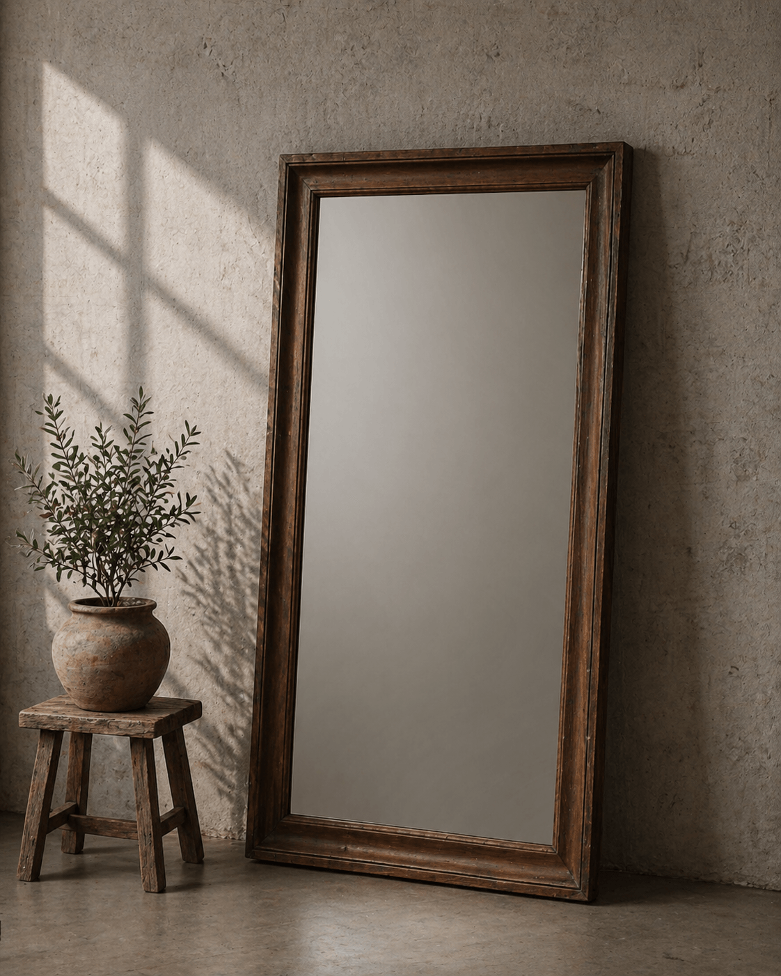 big vintage mirror in wood