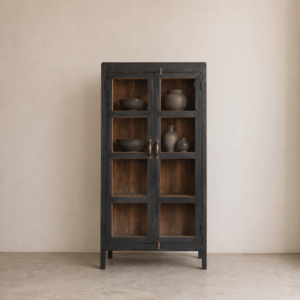 vintage-wooden-cabinet-in-black-finca-interiors-Mallorca-rustic-wooden-furniture