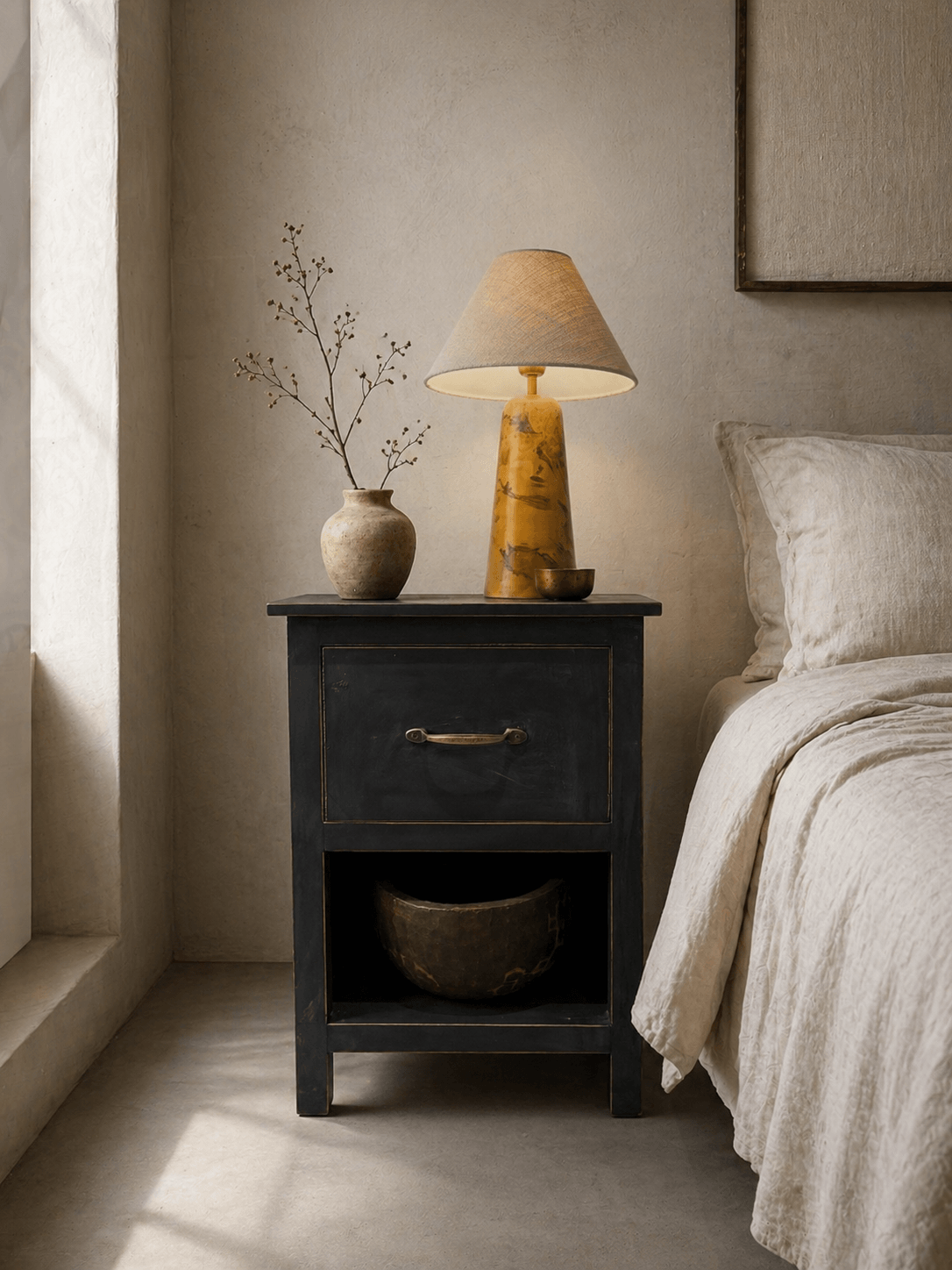 bedside cabinet black