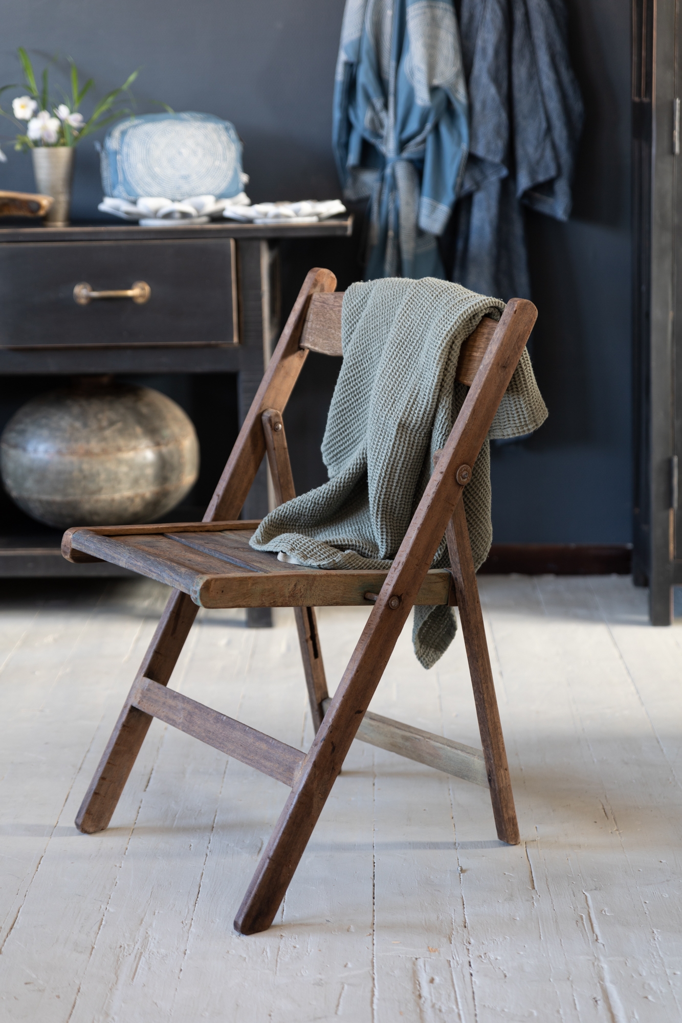 Vintage wooden chair restored NATURAL WOOD CHARACTER CHAIR