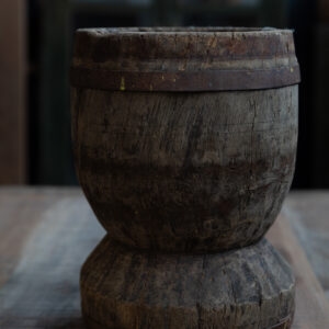 Vintage wooden mortar Ukhali large NATURAL WOOD UKHALI HERITAGE
