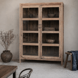 big cabinet with glass dorrs vintage teak
