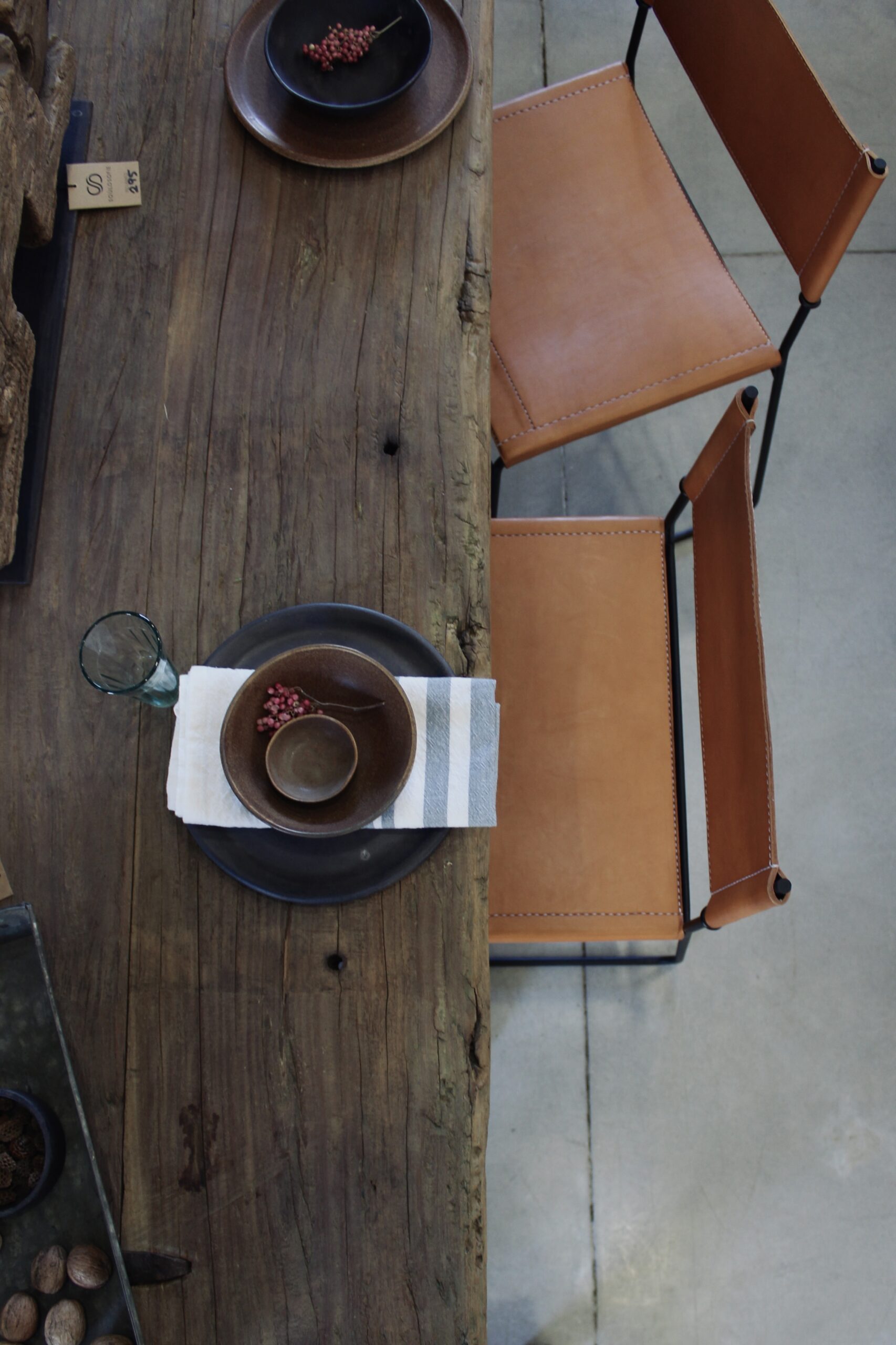 Natural Leather Dining Chair with iron legs – YVATÉ natural - Image 2