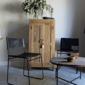 Natural Leather Dining Chair with iron legs – YVATÉ black