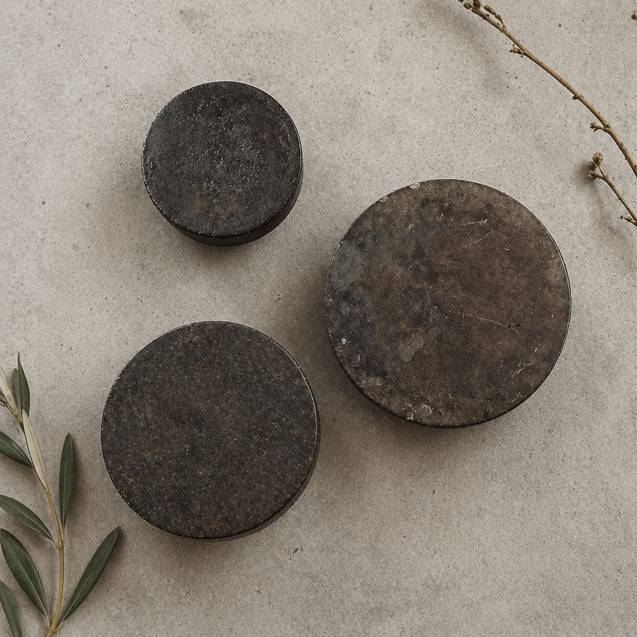 vintage old stone plates for tapas
