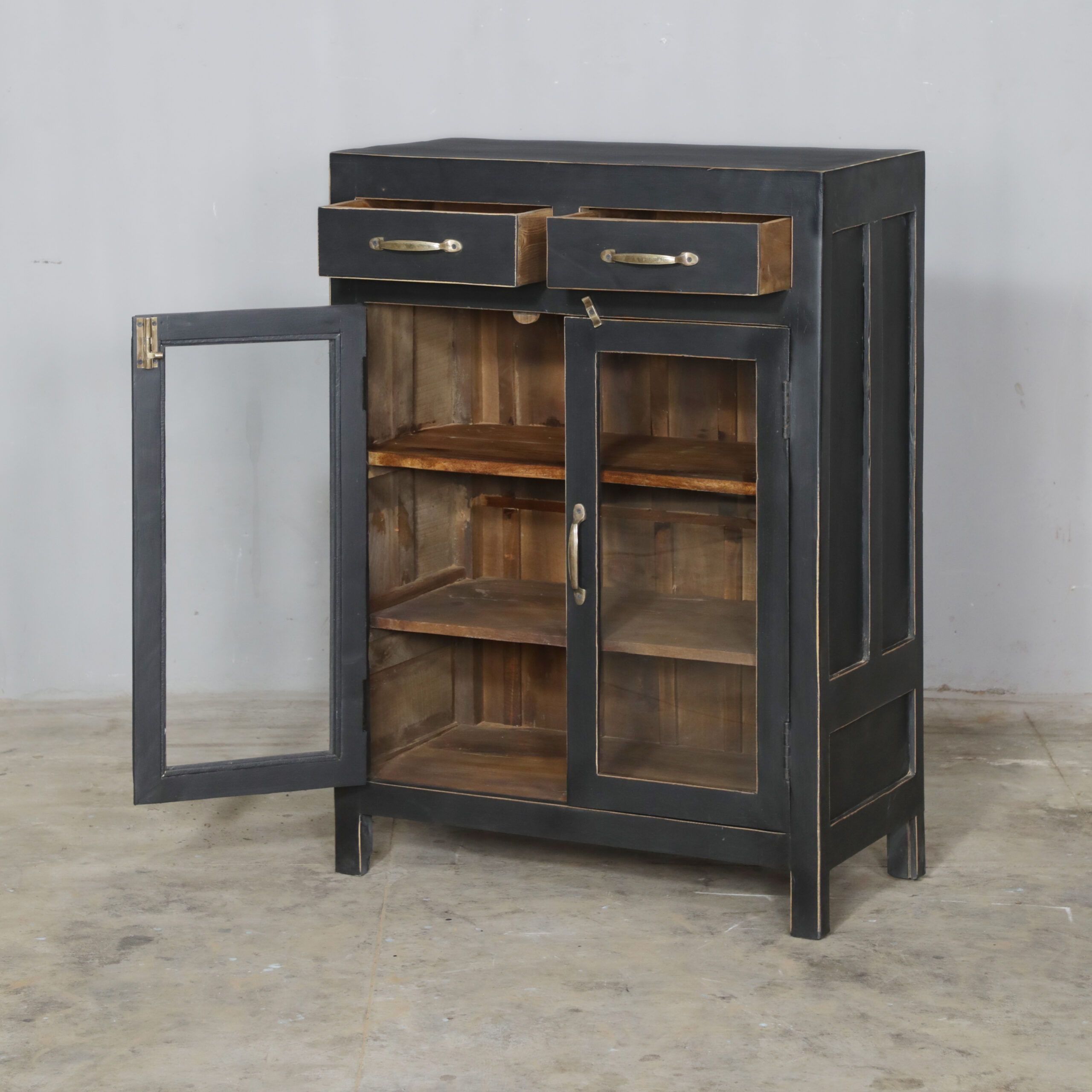 Black Vintage Teak Cabinet with Drawers VIENS - Image 2