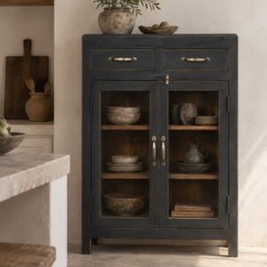 black vintage teak cabinet