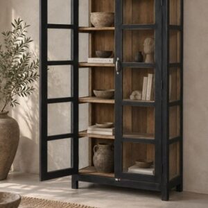 black-vintage-teak-cabinet-cuers-rustic-finca-style