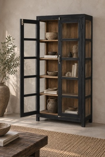 black-vintage-teak-cabinet-cuers-rustic-finca-style