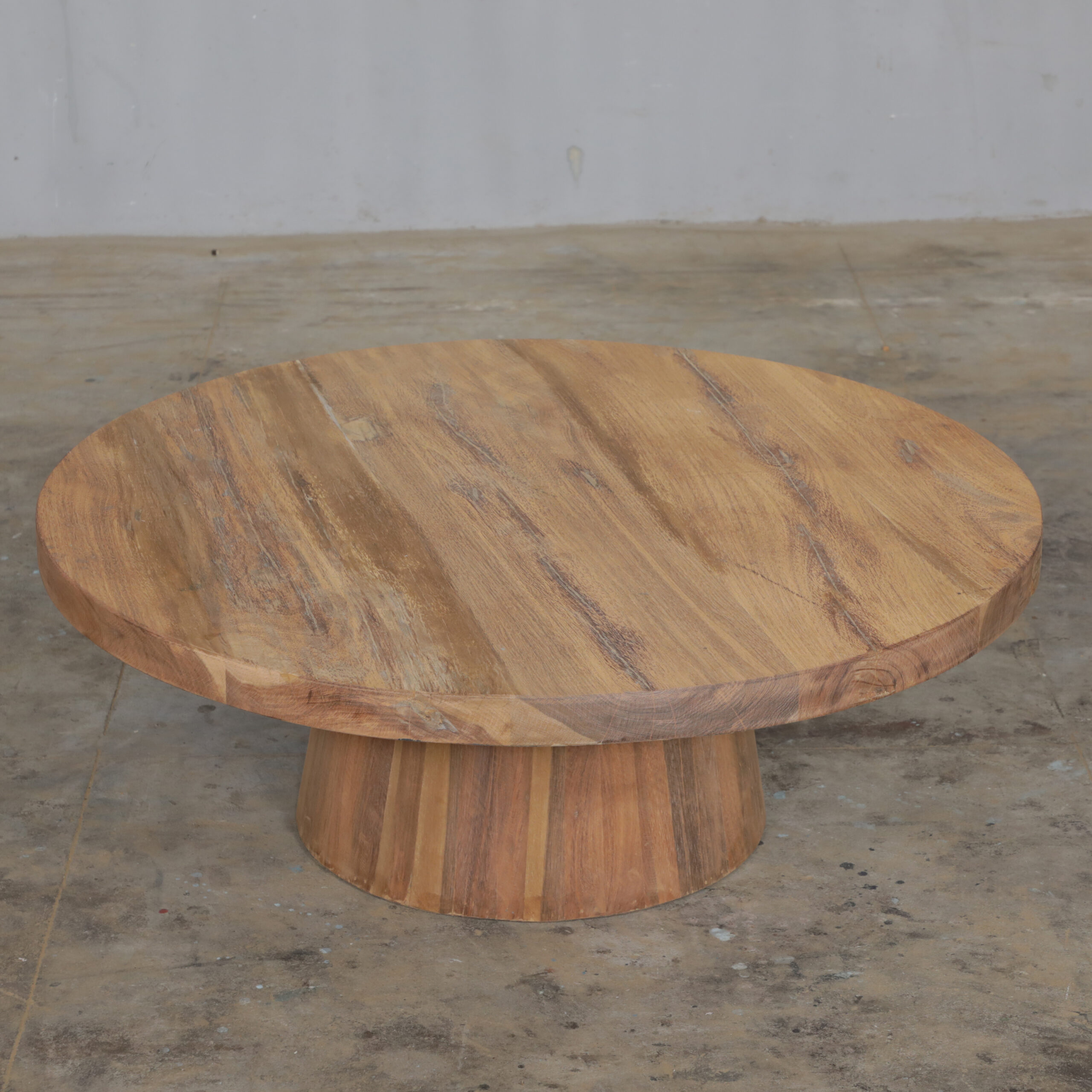Reclaimed Wood Round Coffee Table OLIVE - Image 2