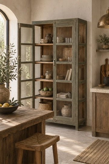 olive vintage teak cabinet