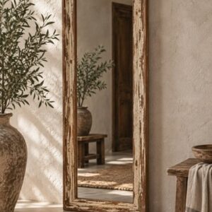 tall vintage teak mirror