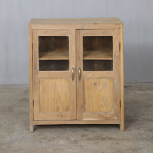 small vintage teak cabinet deep storage aged