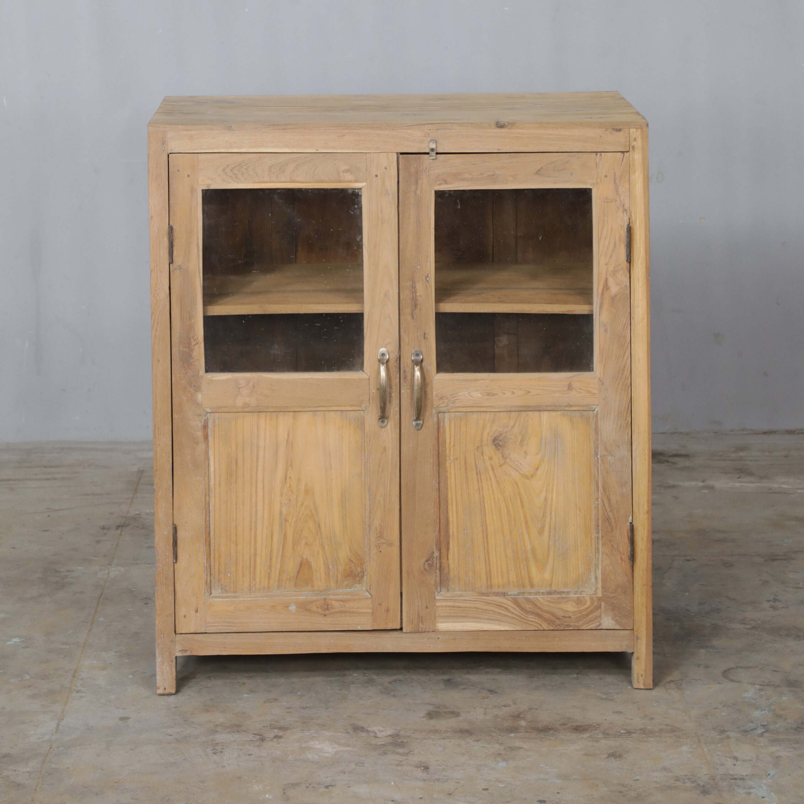 small vintage teak cabinet deep storage aged